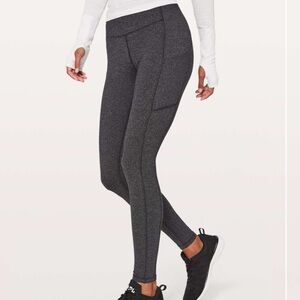 Lululemon Power Luxtreme Varigated Knit Black Heathered Black Speed Up Tight